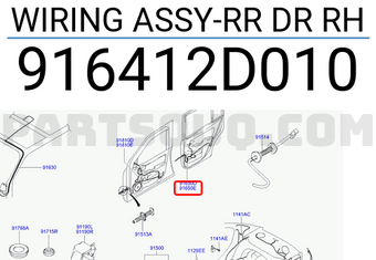 Hyundai / KIA 916412D010 WIRING ASSY-RR DR RH