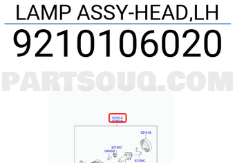 Hyundai / KIA 9210106020 LAMP ASSY-HEAD,LH