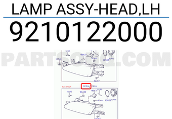 Hyundai / KIA 9210122000 LAMP ASSY-HEAD,LH