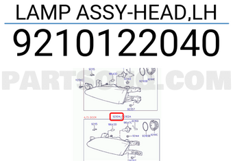 Hyundai / KIA 9210122040 LAMP ASSY-HEAD,LH