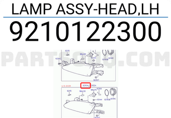 Hyundai / KIA 9210122300 LAMP ASSY-HEAD,LH