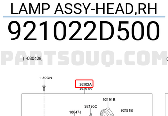 Hyundai / KIA 921022D500 LAMP ASSY-HEAD,RH