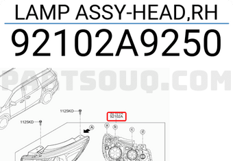 Hyundai / KIA 92102A9250 LAMP ASSY-HEAD,RH