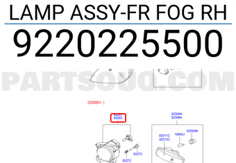 Hyundai / KIA 9220225500 LAMP ASSY-FR FOG RH