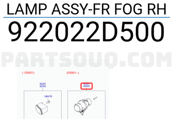 Hyundai / KIA 922022D500 LAMP ASSY-FR FOG RH