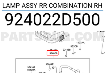 Hyundai / KIA 924022D500 LAMP ASSY RR COMBINATION RH