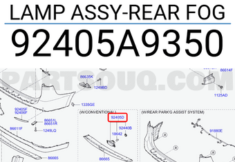 Hyundai / KIA 92405A9350 LAMP ASSY-REAR FOG