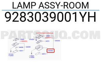 Hyundai / KIA 9283039001YH LAMP ASSY-ROOM