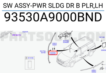 Hyundai / KIA 93530A9000BND SW ASSY-PWR SLDG DR B PLR,LH