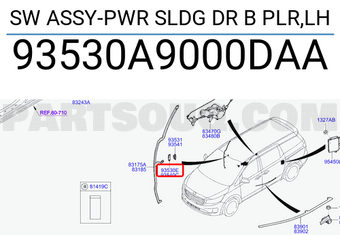 Hyundai / KIA 93530A9000DAA SW ASSY-PWR SLDG DR B PLR,LH