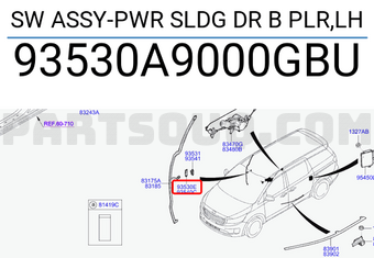 Hyundai / KIA 93530A9000GBU SW ASSY-PWR SLDG DR B PLR,LH