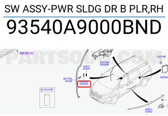 Hyundai / KIA 93540A9000BND SW ASSY-PWR SLDG DR B PLR,RH