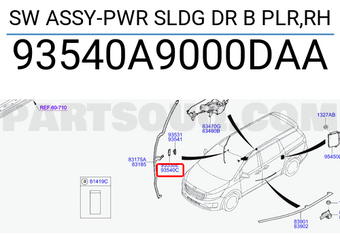 Hyundai / KIA 93540A9000DAA SW ASSY-PWR SLDG DR B PLR,RH