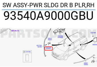 Hyundai / KIA 93540A9000GBU SW ASSY-PWR SLDG DR B PLR,RH