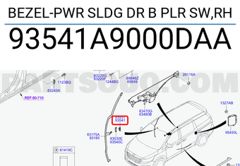 Hyundai / KIA 93541A9000DAA BEZEL-PWR SLDG DR B PLR SW,RH
