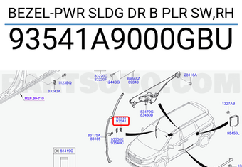 Hyundai / KIA 93541A9000GBU BEZEL-PWR SLDG DR B PLR SW,RH