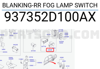 Hyundai / KIA 937352D100AX BLANKING-RR FOG LAMP SWITCH