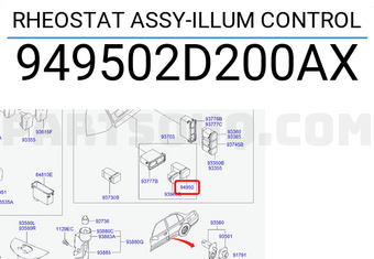 Hyundai / KIA 949502D200AX RHEOSTAT ASSY-ILLUM CONTROL