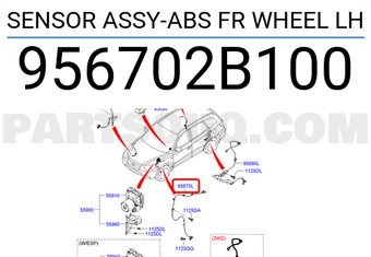 Hyundai / KIA 956702B100 SENSOR ASSY-ABS FR WHEEL LH
