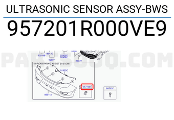 Hyundai / KIA 957201R000VE9 ULTRASONIC SENSOR ASSY-BWS