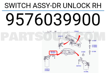 Hyundai / KIA 9576039900 SWITCH ASSY-DR UNLOCK RH