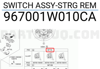 Hyundai / KIA 967001W010CA SWITCH ASSY-STRG REM
