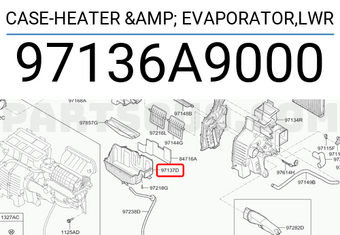 Hyundai / KIA 97136A9000 CASE-HEATER & EVAPORATOR,LWR