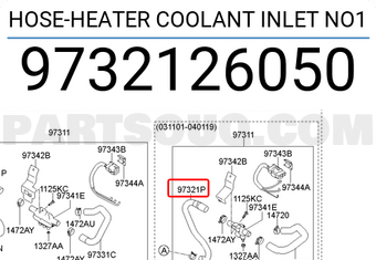 Hyundai / KIA 9732126050 HOSE-HEATER COOLANT INLET NO1
