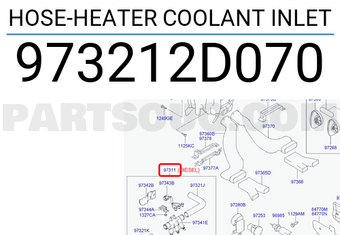 Hyundai / KIA 973212D070 HOSE-HEATER COOLANT INLET
