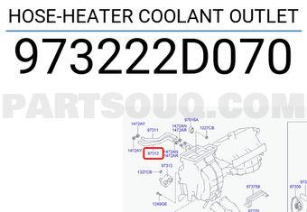 Hyundai / KIA 973222D070 HOSE-HEATER COOLANT OUTLET