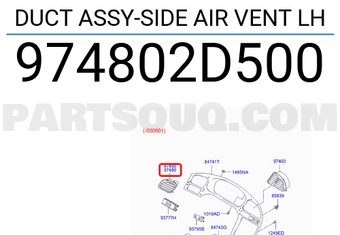 Hyundai / KIA 974802D500 DUCT ASSY-SIDE AIR VENT LH