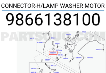 Hyundai / KIA 9866138100 CONNECTOR-H/LAMP WASHER MOTOR