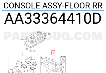 Hyundai / KIA AA33364410D CONSOLE ASSY-FLOOR RR
