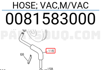 Isuzu 0081583000 HOSE; VAC,M/VAC
