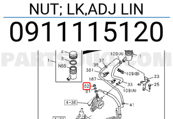 Isuzu 0911115120 NUT; LK,ADJ LIN