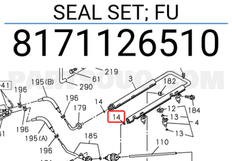 Isuzu 8171126510 SEAL SET; FU