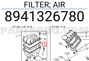 Isuzu 8941326780 FILTER; AIR