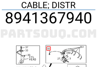 Isuzu 8941367940 CABLE; DISTR