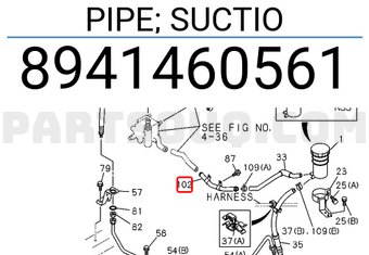 Isuzu 8941460561 PIPE; SUCTIO