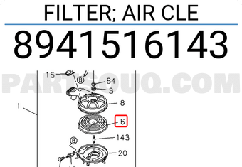 Isuzu 8941516143 FILTER; AIR CLE
