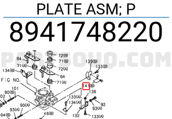 Isuzu 8941748220 PLATE ASM; P