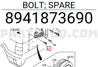Isuzu 8941873690 BOLT; SPARE