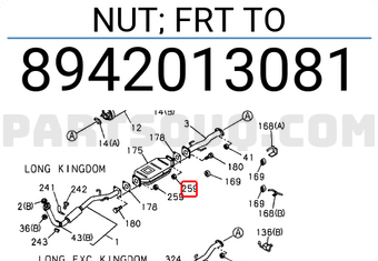 Isuzu 8942013081 NUT; FRT TO
