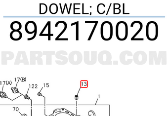 Isuzu 8942170020 DOWEL; C/BL