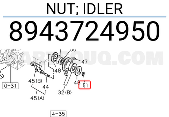 Isuzu 8943724950 NUT; IDLER