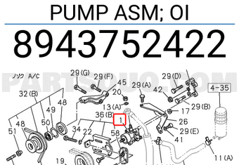 Isuzu 8943752422 PUMP ASM; OI