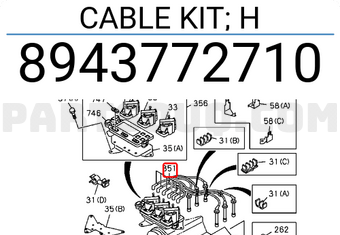 Isuzu 8943772710 CABLE KIT; H