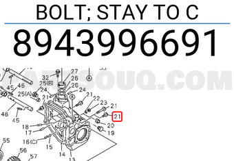 Isuzu 8943996691 BOLT; STAY TO C