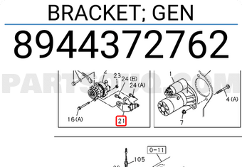 Isuzu 8944372762 BRACKET; GEN