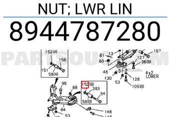 Isuzu 8944787280 NUT; LWR LIN